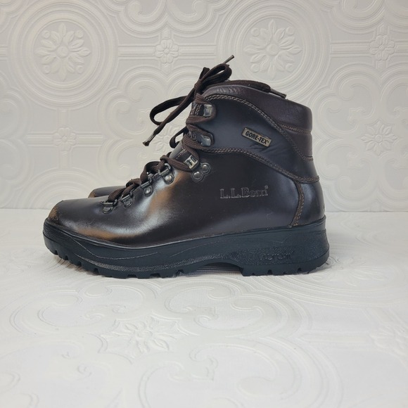 LL Bean Cresta GoreTex Boots Mens Size 6.5 Vibram Leather Brown GTX Hiking Italy